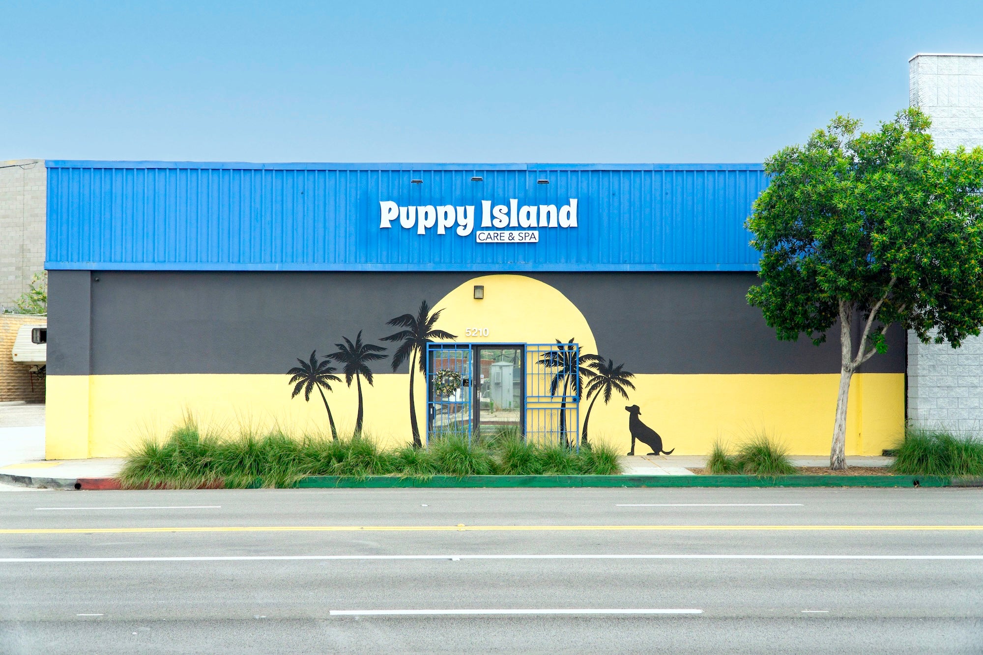 Exterior view of Puppy Island dog resort facility in Glendale, serving Los Angeles and surrounding cities.